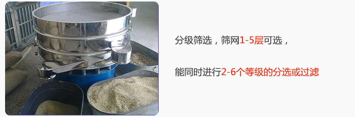 分級篩選，可篩1至5層篩網(wǎng)，能同時進行2至6個等級的分選或過濾
