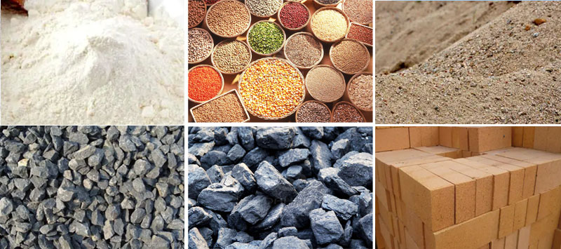 風冷式直線振動篩可篩分物料有：耐火材料，糧食，沙土，石子等。